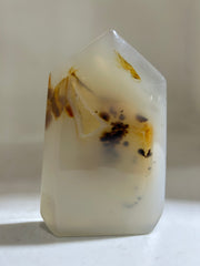 White Agate Tower | Botanical-Inspired Crystal Sculpture | Unique Modern Décor