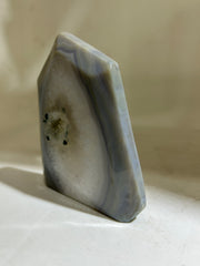 Agate Geode Tower | Frosted Blue Lace Crystal Sculpture | Modern Mineral Décor