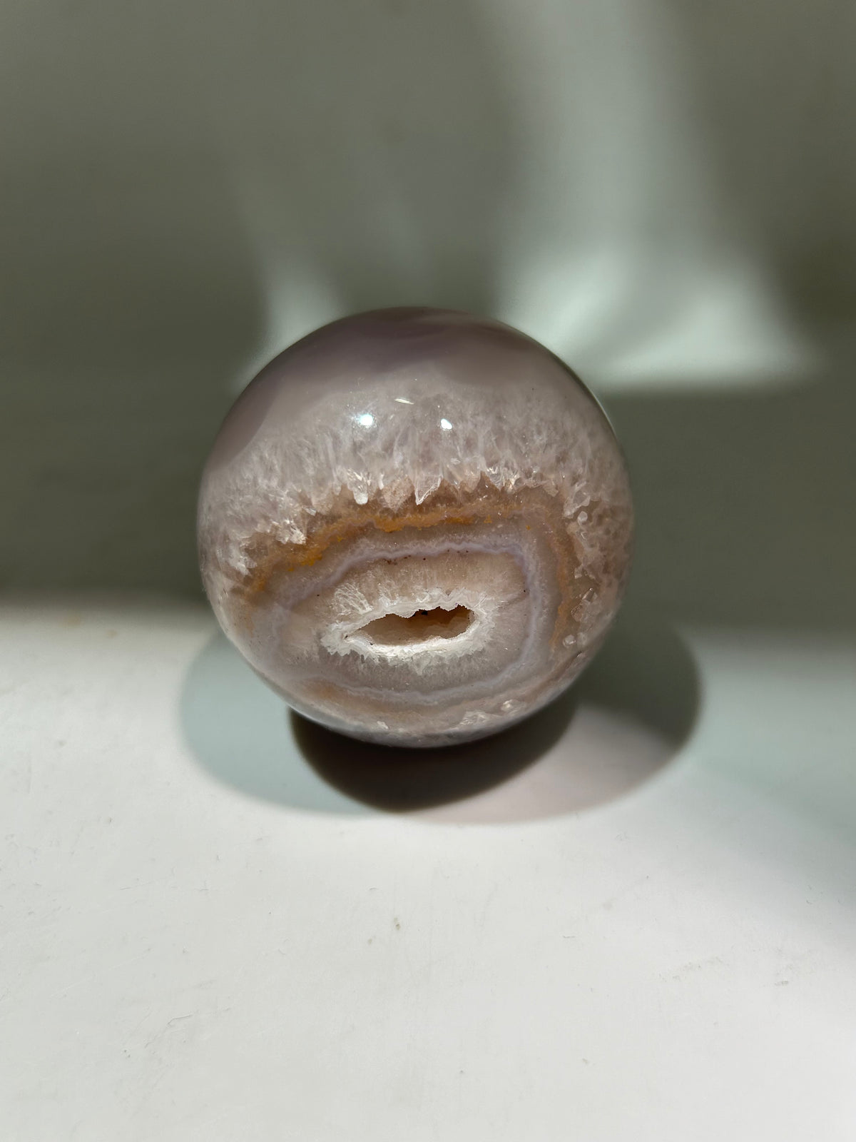 Agate Geode Sphere | Floral Patterned Crystal Ball | Unique Natural Stone Decor