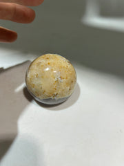 Agate Geode Sphere | Golden Cream Druzy Crystal Ball | Unique Natural Stone Decor