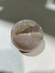 Grey Agate Sphere with Natural Geode Window | Unique Crystal Ball Home Decor
