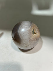 Grey Agate Sphere with Natural Geode Window | Unique Crystal Ball Home Decor