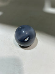 Blue-Grey Agate Sphere with Druzy Geode | Unique Crystal Ball Art Decor