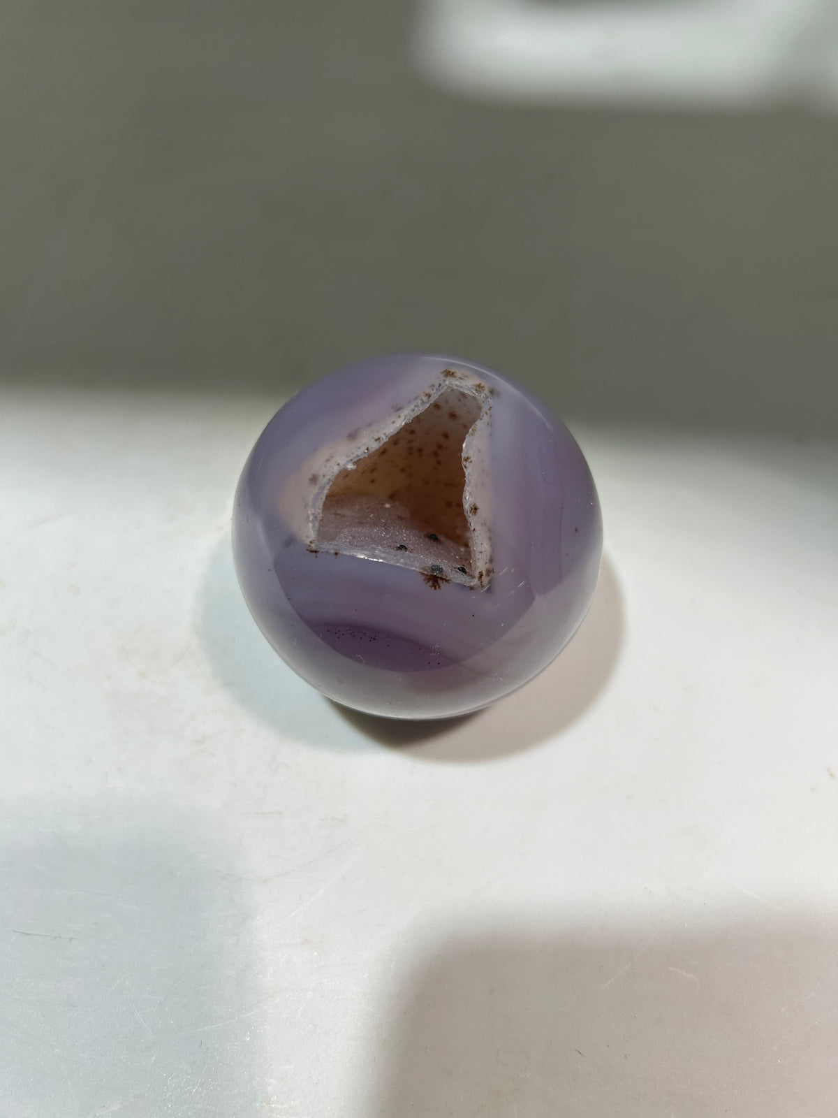 Lavender Agate Sphere with Natural Druzy Geode | Artisan Crystal Ball Home Decor
