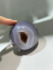 Lavender Agate Sphere with Natural Geode Opening | Unique Crystal Ball Home Decor