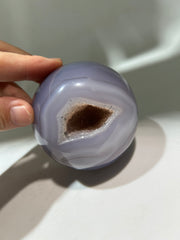Lavender Agate Sphere with Natural Geode Opening | Unique Crystal Ball Home Decor