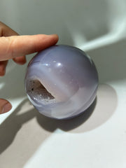 Lavender Agate Sphere with Natural Geode Opening | Unique Crystal Ball Home Decor