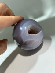 Lavender Agate Sphere with Natural Geode Opening | Unique Crystal Ball Home Decor