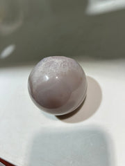 Misty Grey Agate Sphere with Natural Druzy Geode | Unique Crystal Gemstone Decor