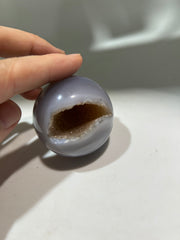 Agate Geode Sphere – Modern Crystal Art with Natural Druzy Cavities