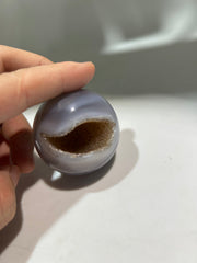 Agate Geode Sphere – Modern Crystal Art with Natural Druzy Cavities