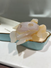 Agate Turtle Sculpture – Natural Druzy Crystal Carving for Unique Home Decor