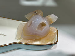 Agate Turtle Sculpture – Natural Druzy Crystal Carving for Unique Home Decor