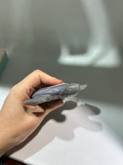 Blue Agate Turtle Sculpture – Natural Druzy Geode Crystal Carving for Home Decor