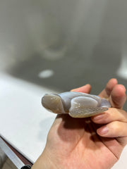 Light Agate Turtle Sculpture – Natural Druzy Crystal Carving for Elegant Home Decor