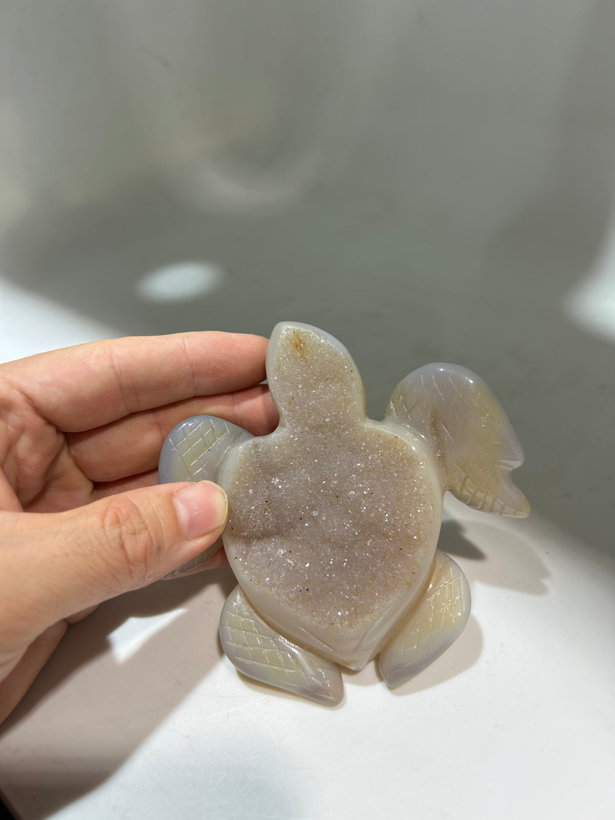 Druzy Agate Turtle – Unique Crystal Animal Sculpture for Home & Office Decor