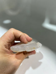 White Druzy Agate Turtle – Unique Crystal Carving for Elegant Home Decor