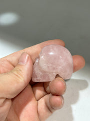 Handmade Rose Quartz Skull Carving – Unique Crystal Skull for Meditation, Healing Home Decor
