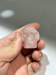 Handmade Rose Quartz Skull Carving – Unique Crystal Skull for Meditation, Healing Home Decor