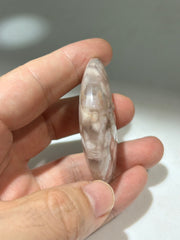 Flower Agate Crescent Moon Face – Unique Crystal Moon Sculpture for Healing & Decor