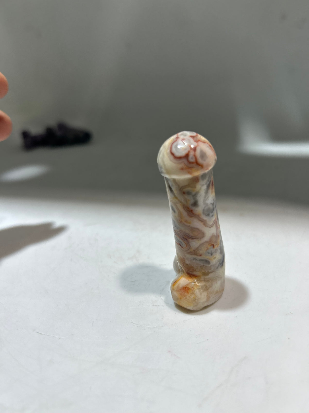 Crazy Lace Agate Phallic Figurine – Unique Artistic Crystal Sculpture for Bold & Playful Décor