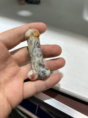 Crazy Lace Agate Phallic Sculpture – Artistic Natural Stone Figurine for Bold Décor & Collectors