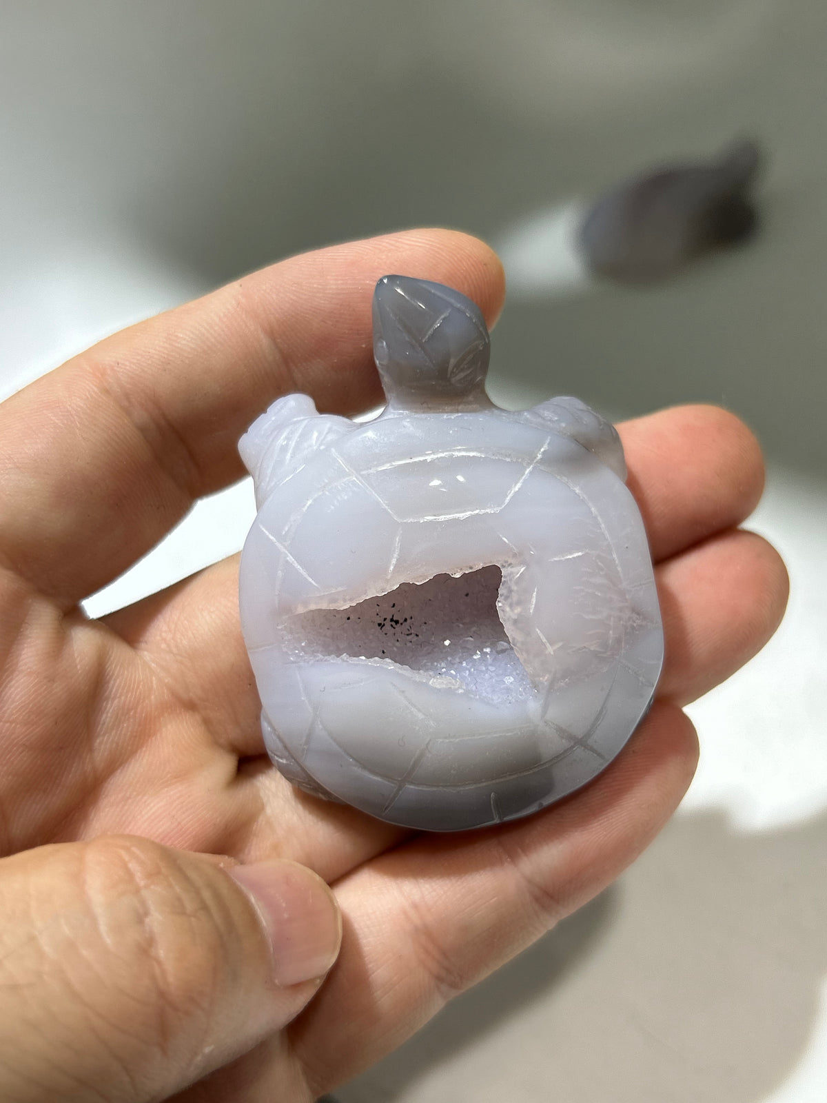 Agate Turtle Figurine with Natural Druzy Geode – Unique Crystal Animal Sculpture for Spiritual & Home Décor