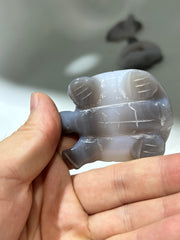 Agate Turtle Figurine with Sparkling Druzy Center – Unique Crystal Animal Sculpture for Home Décor