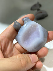 Agate Turtle Figurine with Sparkling Druzy Center – Unique Crystal Animal Sculpture for Home Décor