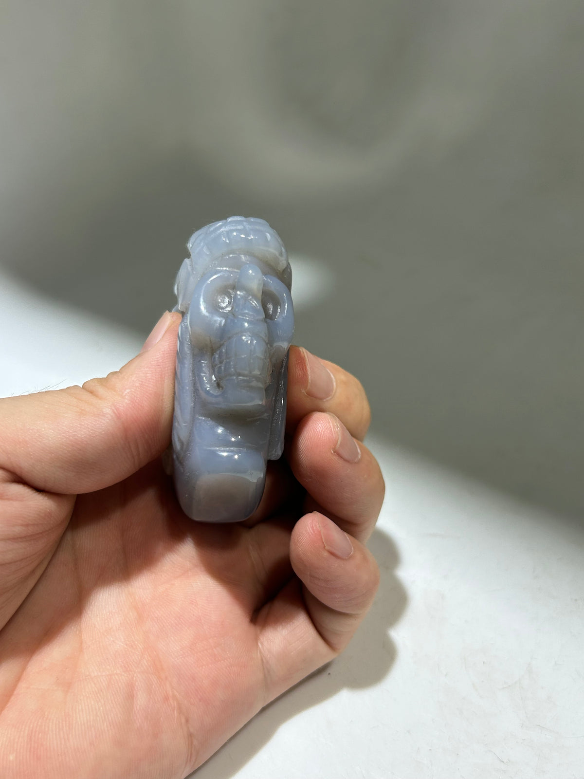 Agate Chief Skull Figurine – Unique Crystal Sculpture with Feathered Headdress | Artisan Crystal Décor