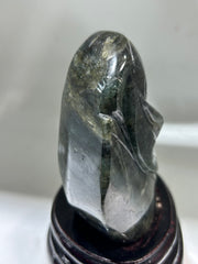 Labradorite Warrior Head Sculpture – Unique Crystal Figurine with Futuristic Tribal Design | Artisan Gemstone Art