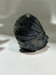 Agate Tribal Chief Head Sculpture – Artisan Gemstone Figurine | Unique Ethnic Crystal Decor