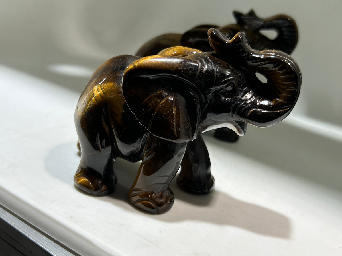 Tiger’s Eye Elephant Figurine – Artisan Crystal Sculpture for Home & Office | Unique Gemstone Decor