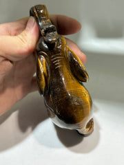 Tiger’s Eye Agate Elephant Figurine – Artisan Gemstone Sculpture | Unique Crystal Home Decor