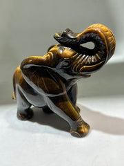 Tiger’s Eye Agate Elephant Figurine – Artisan Gemstone Sculpture | Unique Crystal Home Decor