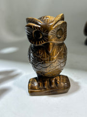 Tiger’s Eye Owl Figurine – Artisan Gemstone Sculpture | Unique Crystal Wisdom Decor