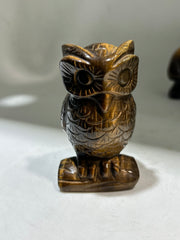 Tiger’s Eye Owl Figurine – Artisan Gemstone Sculpture | Unique Crystal Wisdom Decor