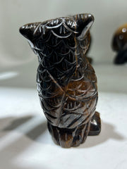 Tiger’s Eye Agate Owl Figurine – Artisan Crystal Sculpture | Unique Gemstone Wisdom Decor