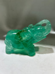 Green Crystal Elephant Figurine – Artisan Gemstone Sculpture | Unique Prosperity Decor