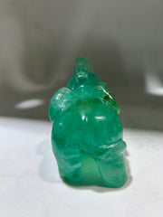 Green Crystal Elephant Figurine – Artisan Gemstone Sculpture | Unique Prosperity Decor