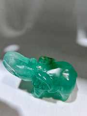 Green Crystal Elephant Figurine – Artisan Gemstone Sculpture | Unique Prosperity Decor