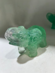 Green Crystal Elephant Figurine – Artisan Gemstone Sculpture | Unique Crystal Luck Decor
