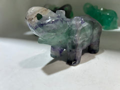Elephant Figurine – Natural Green & Purple Gemstone Sculpture