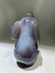 Blue Agate Sitting Elephant Figurine – Unique Crystal Animal Sculpture