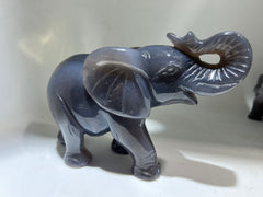 Blue Agate Geode Elephant Figurine – Unique Crystal Animal Sculpture