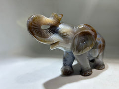 Agate Elephant Figurine – Polished Crystal Animal Sculpture | Unique Gemstone Home Accent