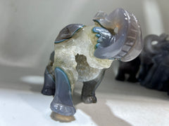 Agate Geode Elephant Figurine – Unique Crystal Animal Sculpture