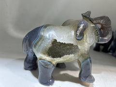 Agate Geode Elephant Figurine – Unique Crystal Animal Sculpture