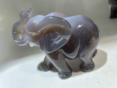 Agate Elephant Figurine with Geode Accent – Unique Crystal Animal Sculpture