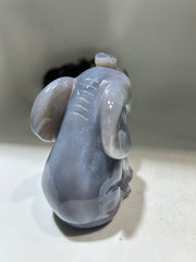 Geode Agate Elephant Figurine – Hand-Carved Crystal Sculpture with Natural Druzy Pocket